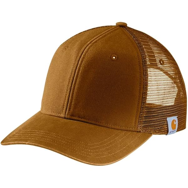 Carhartt Men's 106344 Canvas Mesh-Back Script Cap, Carhartt Brown